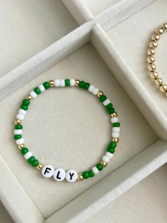 Fly Green White Bracelet: Kelly Green/White