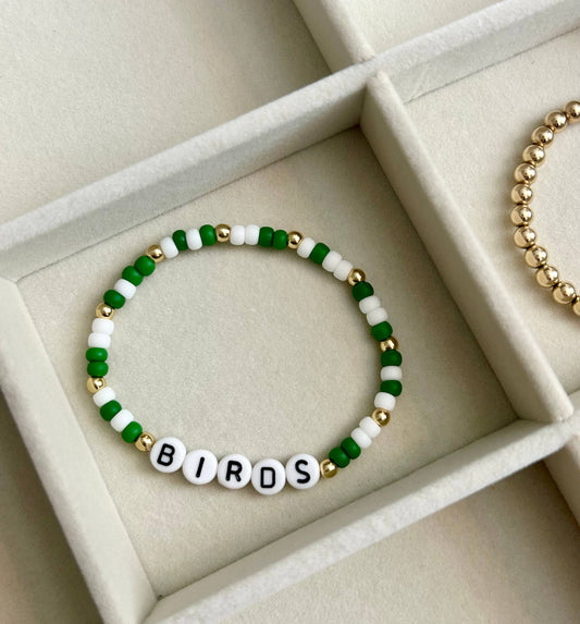 Go Birds Bracelet: Kelly Green/White