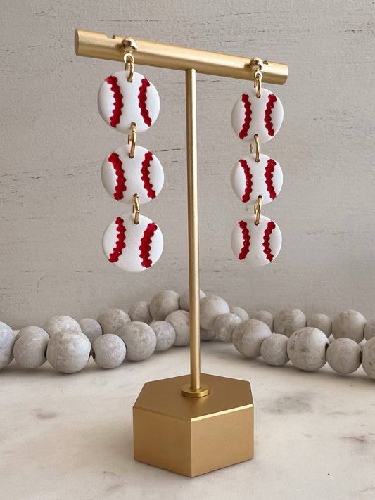 Baseball | Spring Earrings | Clay Earrings: Gold / Baseball