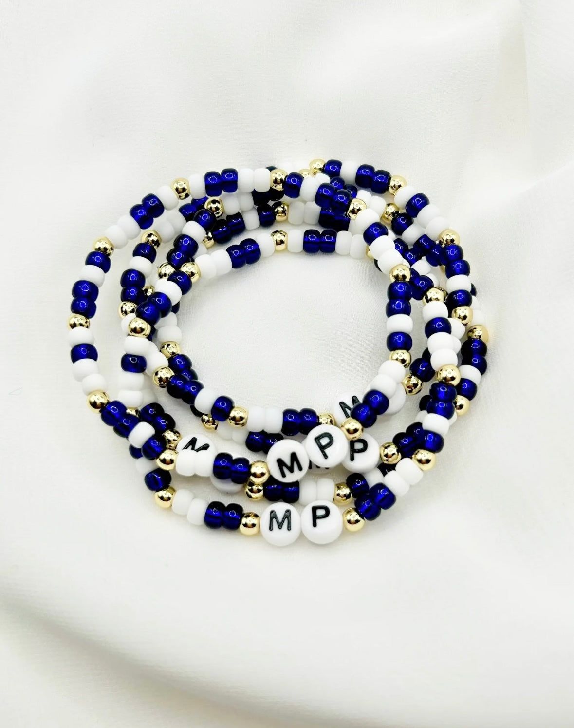 Custom Malvern Prep Bracelet: Blue/White