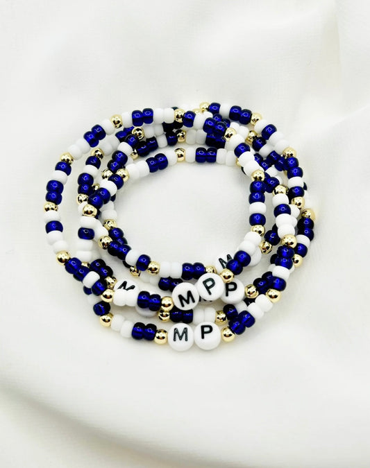 Custom Malvern Prep Bracelet: Blue/White